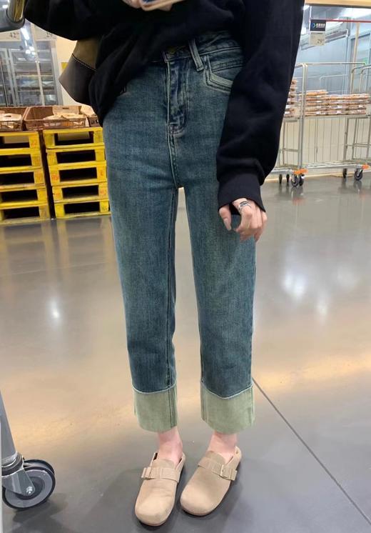 <曾小咸推荐> 高腰直筒显瘦显高 加绒5度可穿 八分九分长裤牛仔裤王 商品图0