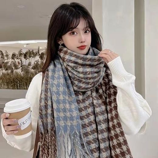 【超显气质❗️韩风千鸟格围巾】超百搭超好看，优雅时尚，软糯手感，微弹不紧绷，ins男女情侣款保暖围脖/披肩/毛毯多用父亲节礼物新年礼盒年货礼盒 商品图2