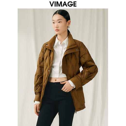 VIMAGE纬漫纪冬季新款白鸭绒气质修身保暖外套羽绒服V1811418 商品图1