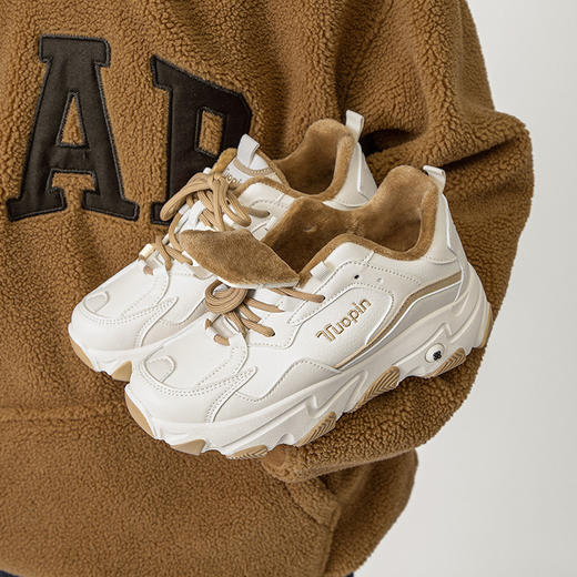 「加绒款！两款配色」鮀品老爹鞋加绒板鞋 女秋冬休闲鞋保暖运动鞋 商品图0