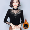 KQL E261N2190蕾丝打底衫网纱烫钻小衫保暖上衣 商品缩略图2