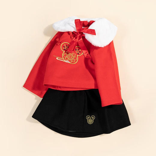【商场同款】迪士尼童装新款秋冬加绒新春贺岁保暖可爱两件套214DT0066 商品图2