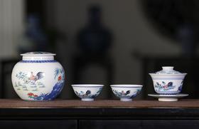 斗彩子母鸡图套组