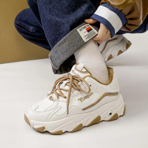 「加绒款！两款配色」鮀品老爹鞋加绒板鞋 女秋冬休闲鞋保暖运动鞋 商品图2