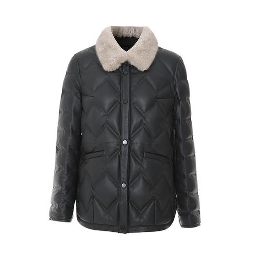 VIMAGE纬漫纪冬季新款皮羽绒服白鹅绒气质修身羽绒服外套V1893413 商品图4