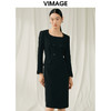 VIMAGE纬漫纪秋季新款V领气质大方显瘦长裙连衣裙V1807442 商品缩略图3