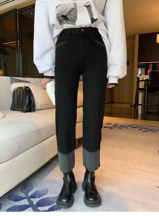 <曾小咸推荐> 高腰直筒显瘦显高 加绒5度可穿 八分九分长裤牛仔裤王 商品图6