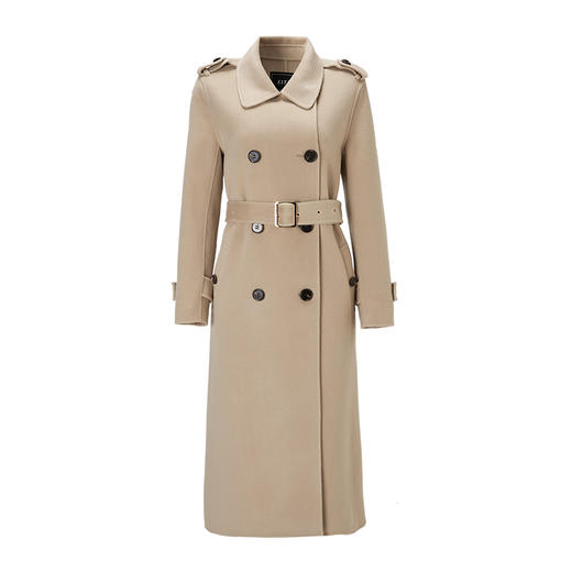 EITIE爱特爱冬季新款经典双排扣气质毛呢外套羊毛长款大衣外套6814514 商品图5