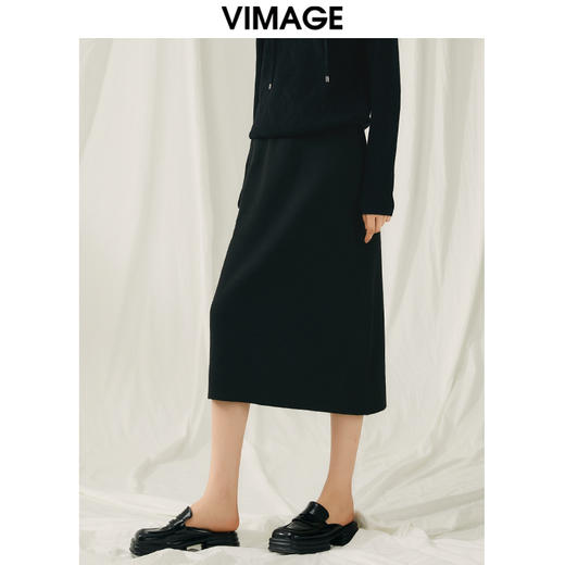 VIMAGE纬漫纪冬季新款时尚包臀保暖过膝针织半身裙V1801420 商品图2