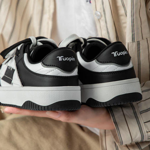 「两款配色！鮀品2022款」时尚拼色黑白熊猫鞋 女潮厚底低帮板鞋女鞋 商品图3