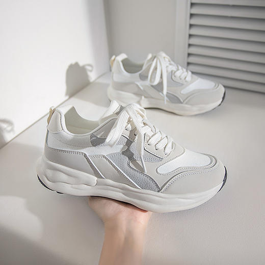 「颜值看得见」鮀品2022秋冬季款女鞋 厚底休闲运动鞋女老爹鞋 商品图2