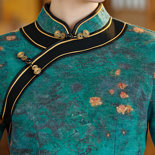 ZYBZ57-479 加绒旗袍上衣修身中国风旗袍显瘦保暖打底衫 商品图3