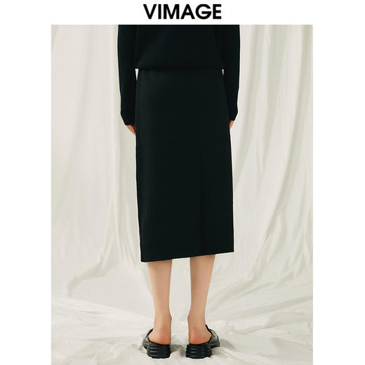 VIMAGE纬漫纪冬季新款时尚包臀保暖过膝针织半身裙V1801420 商品图3