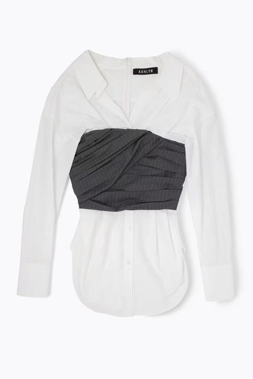 Ashlyn  白色danica抹胸拼接衬衫 商品图5
