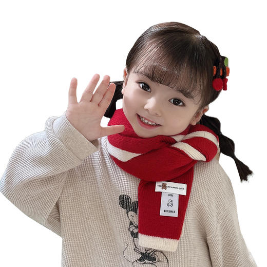 【超舒适 新款保暖围巾】韩版小熊贴标儿童宝宝围巾秋冬季新款男女童保暖防寒围脖婴儿披肩 商品图4