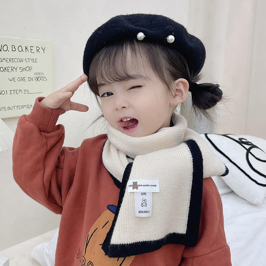 【超舒适 新款保暖围巾】韩版小熊贴标儿童宝宝围巾秋冬季新款男女童保暖防寒围脖婴儿披肩 商品图2