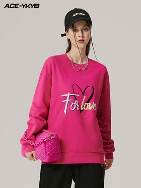 YKYB卫衣女男同款秋季圆领中长款印花上衣