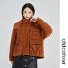 oldcolour2022冬新款纯色复古宽松设计感连帽毛绒短款棉服外套女N41041110 商品缩略图3