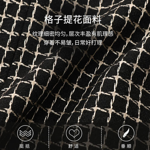 玳莎小香风泡泡袖连衣裙2022秋冬新款拼接假两件设计感粗花呢裙子 CD35301 商品图3