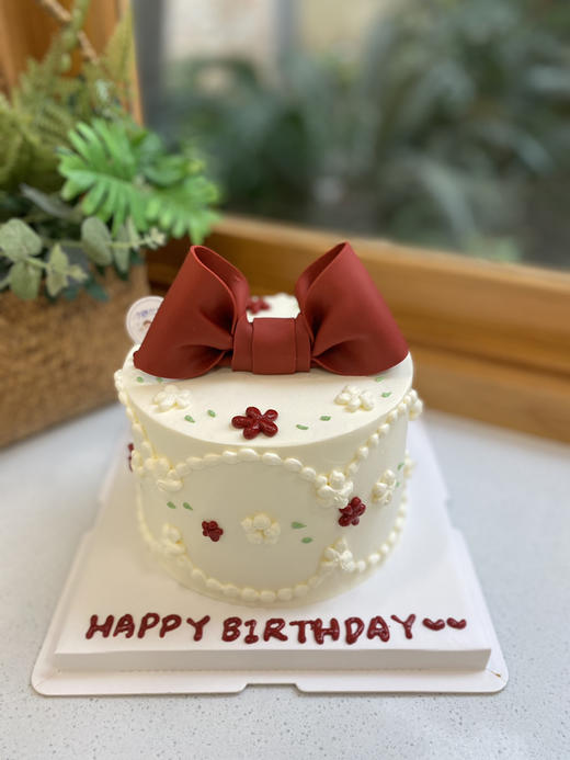 翻糖蝴蝶结奶油蛋糕 下单前请仔细阅读商品详情 商品图0