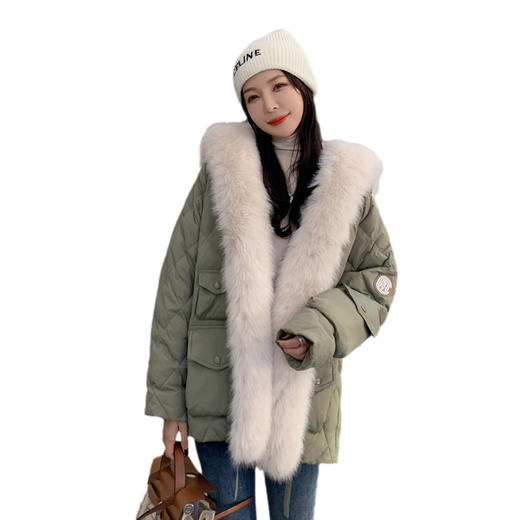 【服装鞋包】-冬季新款绒服派克服女皮外套女保暖中长款 商品图4