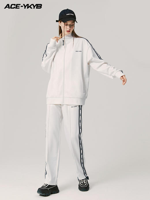 【黄子韬同款】YKYB春秋季套装男女时尚暗纹印花上衣+宽松阔腿裤两件套情侣款 商品图2