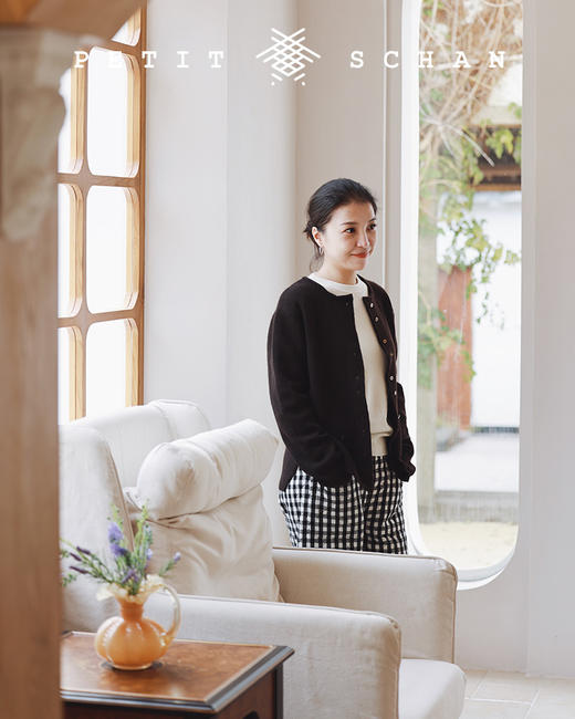 PETIT SCHAN小闪 CLO#145 sense of autumn 秋意浓 秋冬高端针织系列纯山羊绒圆领长袖开衫 商品图4