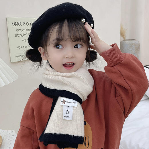 【超舒适 新款保暖围巾】韩版小熊贴标儿童宝宝围巾秋冬季新款男女童保暖防寒围脖婴儿披肩 商品图1