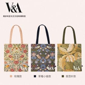 V&A博物馆工艺美术大师系列威廉·莫里斯茛苕叶玫瑰草莓小偷印花帆布包