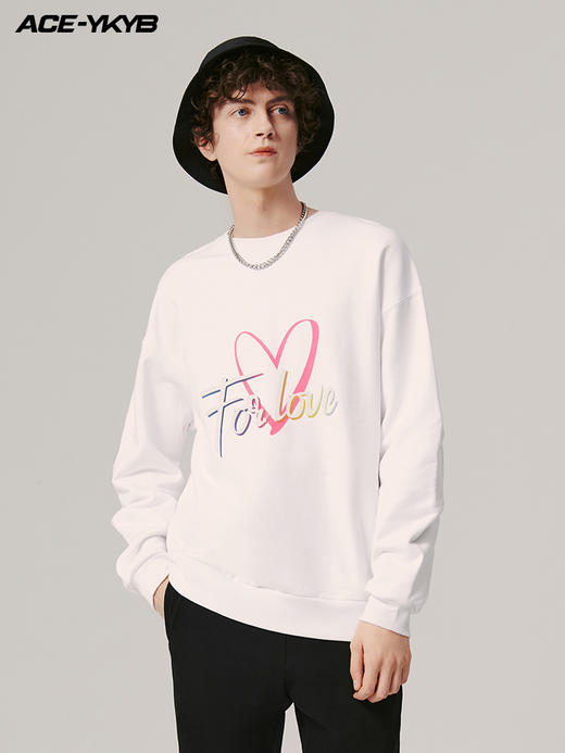 YKYB卫衣女男同款秋季圆领中长款印花上衣 商品图1