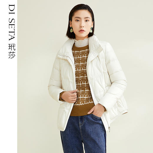 玳莎白色立领羽绒服女冬季新款时尚通勤百搭宽松保暖鸭绒外套 CD41303 商品图0