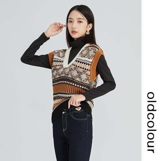 oldcolour2022年冬季新款通勤时尚修身显瘦百搭毛织背心女 商品图1