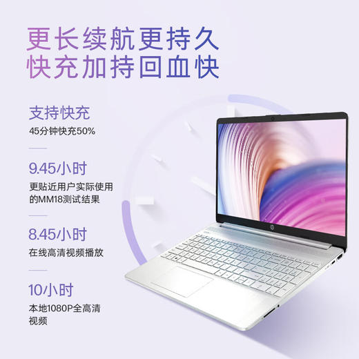 惠普HP 星15青春版 15英寸大屏网课轻薄笔记本电脑(8核锐龙R7-5825U 16G 512G 高色域屏 高速WIFI6 银色) 商品图6
