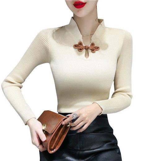 毛衣针织衫2020年秋季新款复古打底衫长袖修身显瘦外穿内搭上衣女 商品图4