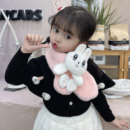 【冬天保暖！舒适！柔软！儿童男女围巾】秋冬季儿童宝宝围脖批发萌趣儿童兔子围巾韩版婴幼儿毛绒保暖披肩 商品图1