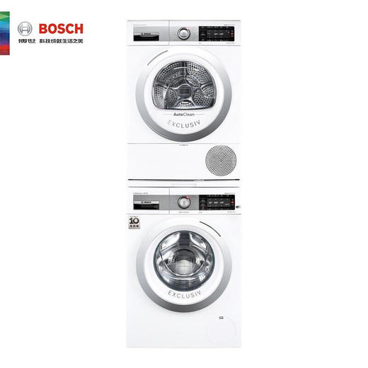 博世（BOSCH）原装进口10KG洗10KG烘洗烘套装WGA656B00W+WQA655A00W 白色 商品图0