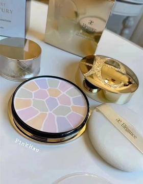 控油隐形毛孔  Elegance雅莉格丝欢颜蜜粉饼持久奥尔滨 E大饼便携装/家庭装 带粉扑