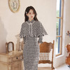 冬款旗袍两件套改良千鸟格复古多色礼服淑女日常旗袍连衣裙XL千鸟格 商品缩略图1