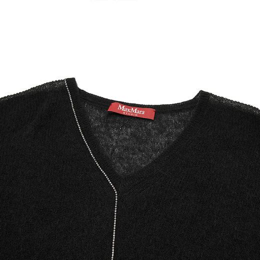 MAX MARA 2023春夏新品 女士修身V领针织衫毛衣 黑色 FLINT 商品图3