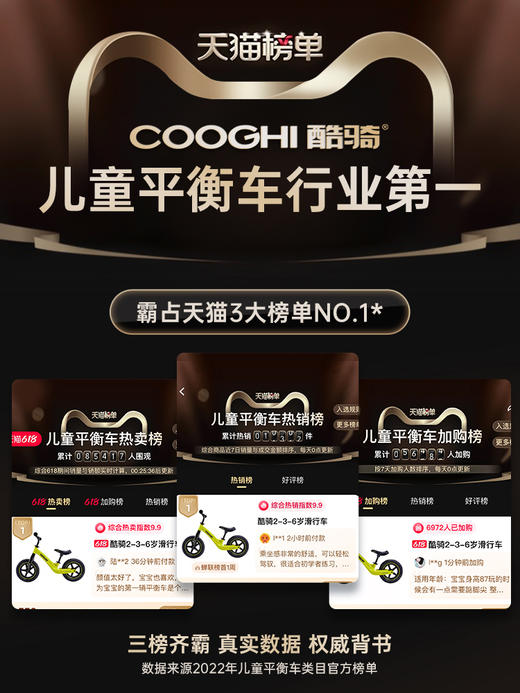 COOGHI酷骑儿童平衡车无脚踏男女孩宝宝滑行车2-3-6岁小童1滑步S3（厂家发货） 商品图1