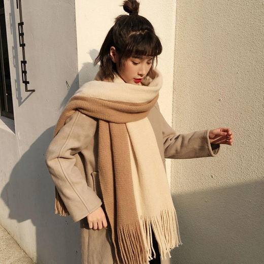围巾女韩版百搭长款加厚网红保暖女士可爱毛线学生围脖冬款 商品图4