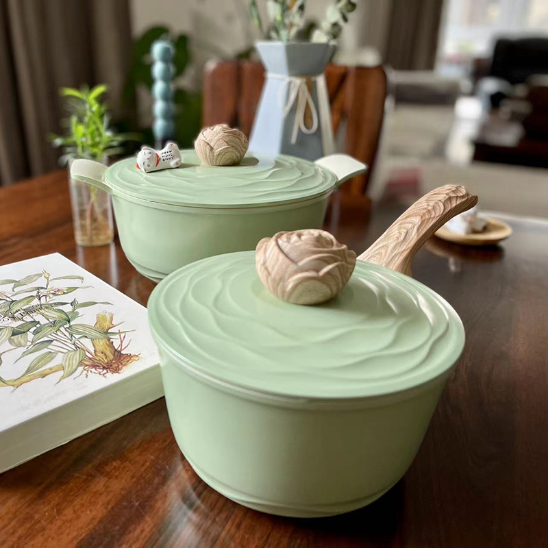 阿米尔 森林之花情绪SPA系列健康环保耐用陶瓷不粘锅具18cm汤锅