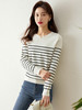 【专属特价】熙世界简约圆领条纹针织衫女秋装新款宽松慵懒套头百搭打底衫 商品缩略图3