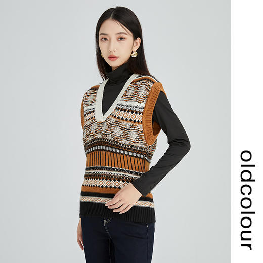 oldcolour2022年冬季新款通勤时尚修身显瘦百搭毛织背心女 商品图3