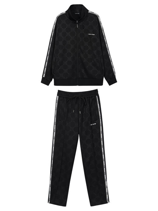 【黄子韬同款】YKYB春秋季套装男女时尚暗纹印花上衣+宽松阔腿裤两件套情侣款 商品图4