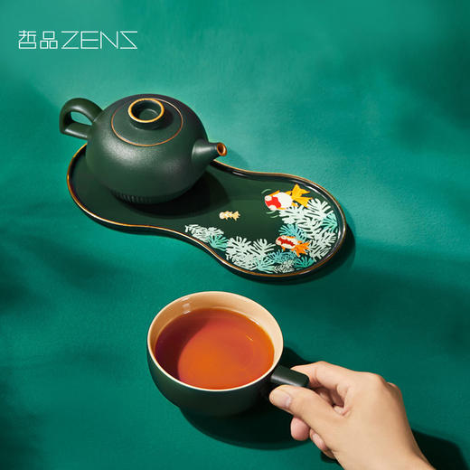 哲品 鱼知乐·壶叠杯 一壶一杯一茶盘单人功夫茶具套装 商品图0