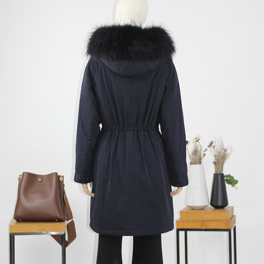 FOCALS福柯斯新款休闲拼接连帽毛领中长款派克羽绒服FYJDD820B7 商品图2