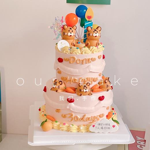 小老虎双层复古蛋糕（可换小动物/蓝色的色素偏深）-低糖处理无添加 商品图0