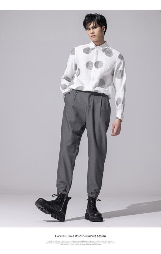 PINLI品立秋冬新款百搭纯色直筒休闲束脚长裤男潮B213117122 商品图9