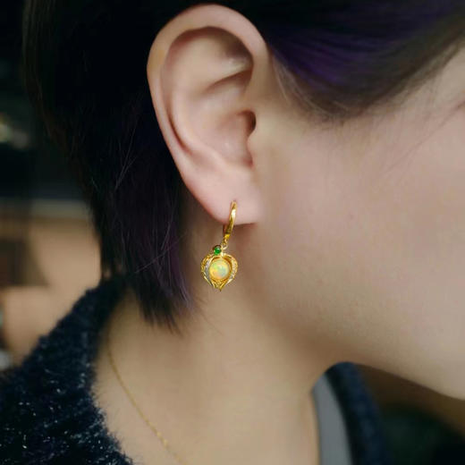 龢盒原创 18k金镶姑娘果系列耳饰 耳环 耳线 商品图3